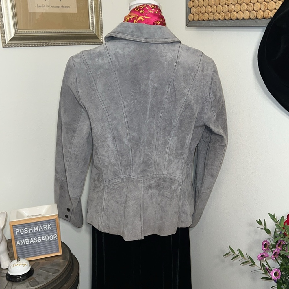 Isaac Mizrahi Gray Suede Moto Jacket NWOT Sz. 16 - Picture 4 of 9